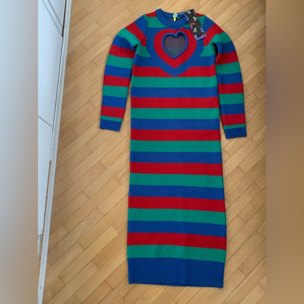 FARM Rio Made In Brazil Multicolor Striped Long Sweater Sleeve Dress - Picture 2 of 2